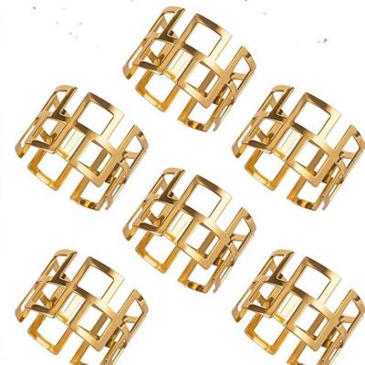 Spot Supply Wedding Banquet Hotel Western Restaurant Metal Great Wall Napkin Ring Napkin Ring Mouth Pattern Napkin Ring Mouth