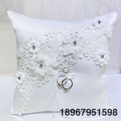 Embroidered Wedding Ring Pillow Bridal Ring Pillow Wedding Decoration Supplies Cross-Border Supply Production Factory