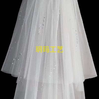 New Bridal Veil White Fine Glitter Bright Veil Bronzing Puffy Bridal Veil Wedding Wedding Veil