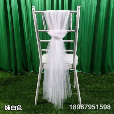 Bamboo Chair Decorative Chair Back Yarn Factory Wholesale Wedding Props Decorative Gauze Curtain Chair of Wedding Ceremony Organza Swiss Yarn
