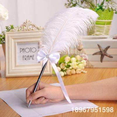 Factory Direct Supply Western Wedding Signature Pen Ostrich Hair Signature Pen