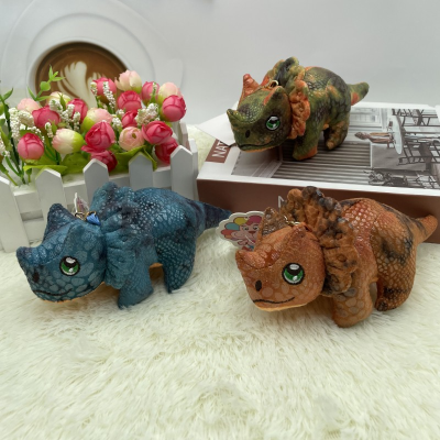 Domineering Simulation Triceratops Export Toys Doll Keychain Dinosaur Toy Bag Package Pendant Wholesale Supply