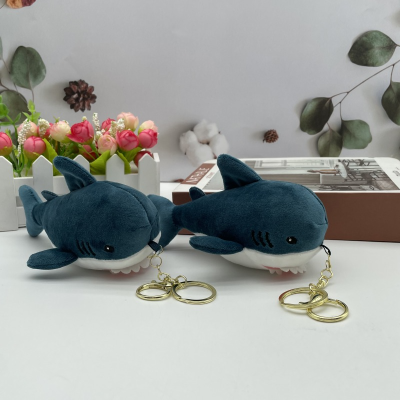 New Cute Blue Shark Plush Pendant Little Doll Schoolbag Pendant Car Key Ring Activity Gift for Women