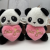 Lesser Panda Flower Plush Doll Keychain Holding-Heart Bear Cat Bag Bag Charm Pendant Prize Claw Doll Supply Wholesale