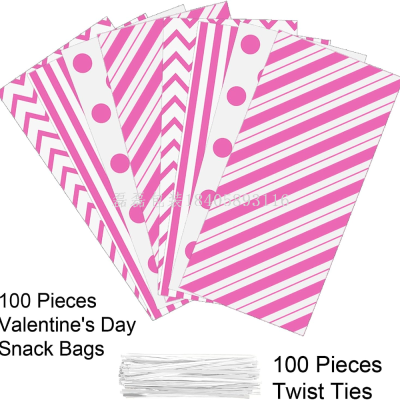 Pink 20*40/18*37 Snack Bag Candy Bag Transparent OPP Packaging Bag Valentine's Day Gift Bag