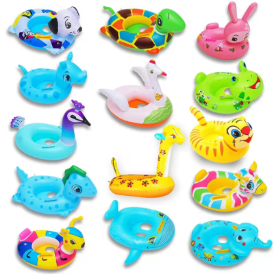 Inflatable Rubber Duck Swim Ring with Handle Small Yellow Duck Pants Pocket Swim Ring Swimming Ring Pants Pocket Children's Floating Boat Factory Wholesale