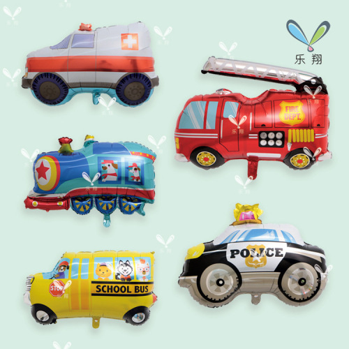 新款铝膜气球工程车交通工具火车飞机救护车冰淇淋车坦克主题布置