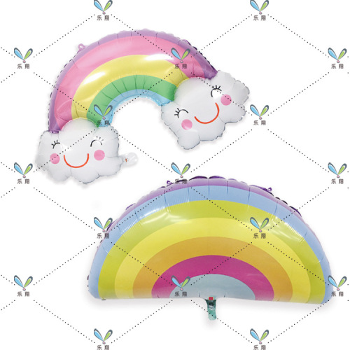流星彩虹 大号铝膜气球笑脸太阳花云朵彩虹 儿童生日布置装饰批发