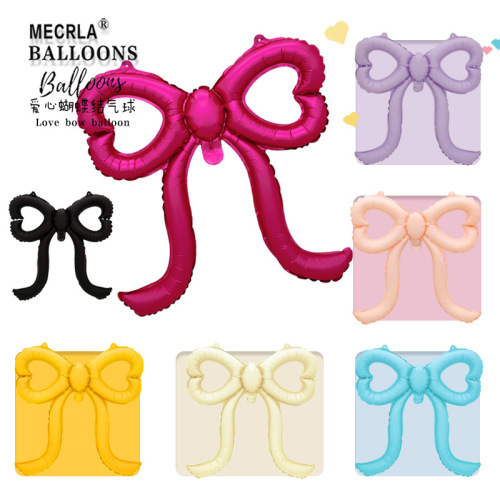 MECRLA卡装网红ins风哑光马卡龙爱心黑玫红蝴蝶结氛围装饰气球