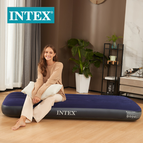 intex64756 camping mattress lazy airbed pad pvc flocking line pull airbed wholesale