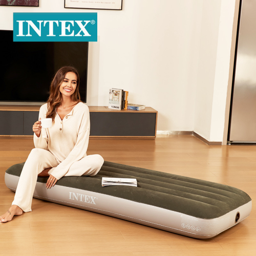 intex64106 green single flocking line pull air bed slightly small outdoor camping inflatable mattress car mattress