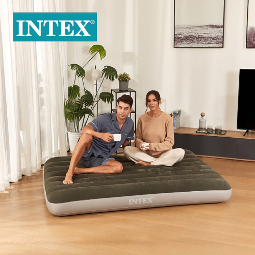 intex64108 green double flocking line pull inflatable mattress outdoor camping tent mattress inflatable toys