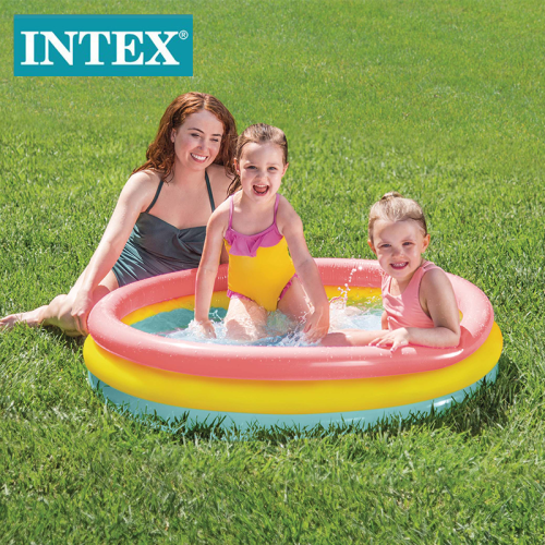 intex57412 original authentic fluorescent three-ring inflatable toy inflatable pool children rainbow pop bottom