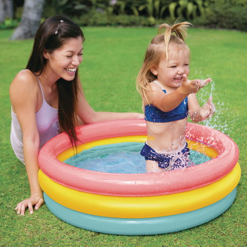 intex58924 fluorescent three-ring inflatable toy inflatable pool baby play creative bubble bottom rainbow pool