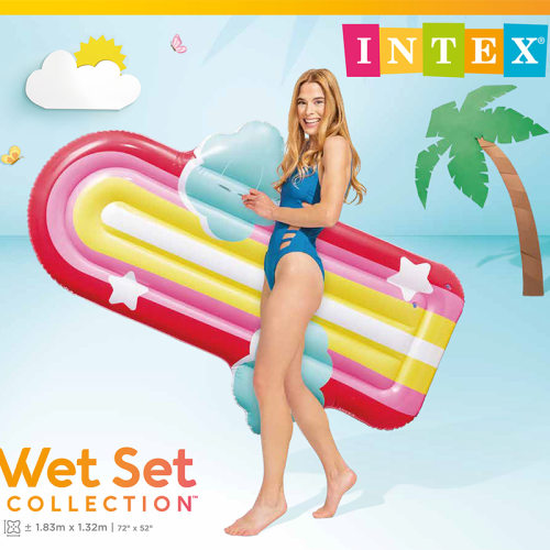 intex 58729 adult inflatable rainbow clouds float swimming floating bed riding water