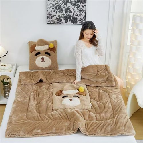 提花抱枕新款眼睛格子加厚沙发装饰居家二合一毯子抱枕午睡