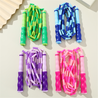 PVC Material Is Not Easy to Wrap and Not Easy to Knot Non-Slip Handle Multifunctional Children's Soft Bead Jump Rope Multi-Color Optional