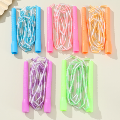 Multi-Venue Applicable Pattern Hundred-Section Skipping Rope for Senior High School Entrance Examination Standard Test Training Skipping Rope for Children Soft Bead-Section Skipping Rope