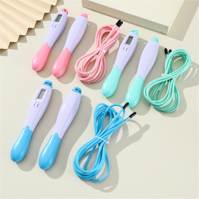 Factory Direct Sales Electronic Counting Two-Color Steel Wire Jump Rope Can Record the Number of Skipping Rings, and Can Be Cleared with One Click after Counting
