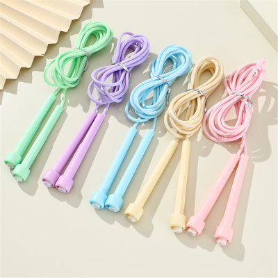 Factory Spot Direct Sales 2024 New Macaron Color Pen Handle PVC Skipping Rope Lightweight Non-Slip Wear-Resistant Durable