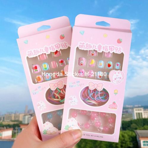 new children‘s nail stickers girls removable girls manicure wear nail kids self-adhesive nail pieces wholesale