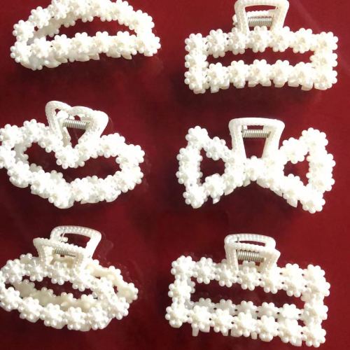 2023 New Pearl Barrettes Back Head Female Grip Large Hairpin Scratch Hair Clip Subnet Red Shark Clip Headdress