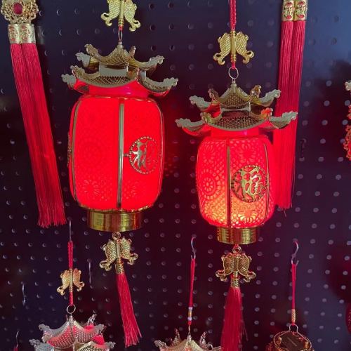 2024 dragon year flocking lantern chinese style pendant luminous portable lantern with light fu-character lantern gd