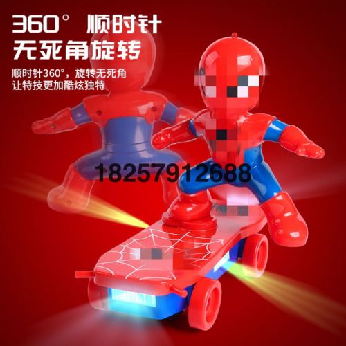 large spider-man stunt rolling scooter toy children spider-man super electric scooter electric toy