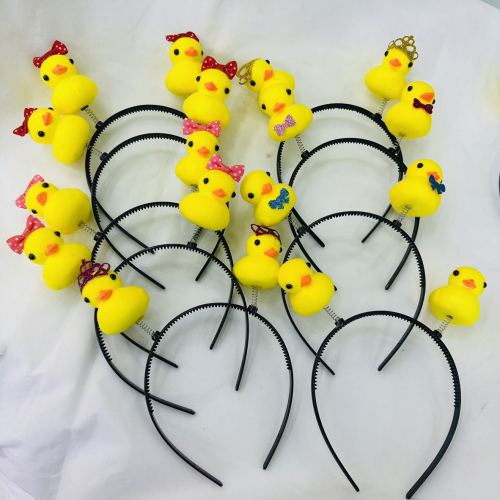 manufacturers light-emitting small yellow duck headband selling cute duck spring hairpin side clip with light little duck head buckle light-emitting toys