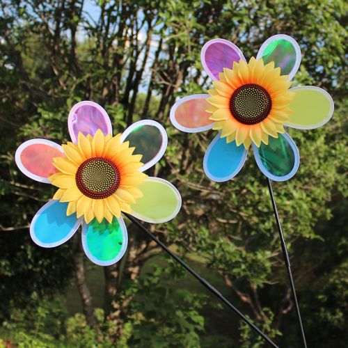 New single-layer colorful windmill transparent color film six-leaf windmill children's toy garden decoration