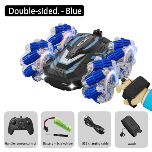 2.4g double-sided stunt car transparent wheel music light remote double-sided vehicle rotating tumbling children gift