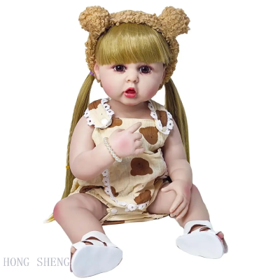 24 "handmade doll realistic 3D soft skin silicone girl toddler reborn baby doll