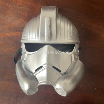 Cross-Border Halloween Planet Black Warrior War White Face Soldier Mask Silver Mask Props