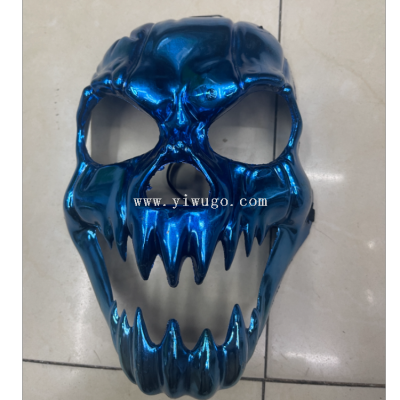 Cross-Border Halloween Pumpkin Electroplating Blue Mask Ghost Sharp Teeth Full Face Mask Thriller Scare Dress up Trick Props
