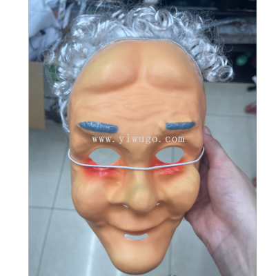 Cross-Border Halloween Mask for the Elderly Headgear for the Old, Grandpa and Grandma Meng Po Face Wig Mask Props