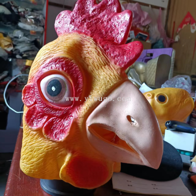 Cross-Border New Funny Cock Mask Latex Cock Head Cover Animal Props Halloween Masquerade Party Play