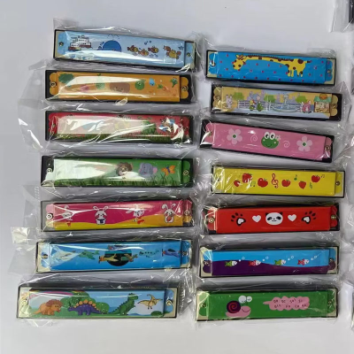 16-Hole Iron Harmonica Children's Cartoon Color Enlightenment Musical Instrument Harmonica Iron Harmonica Stall Toy Educational Toy