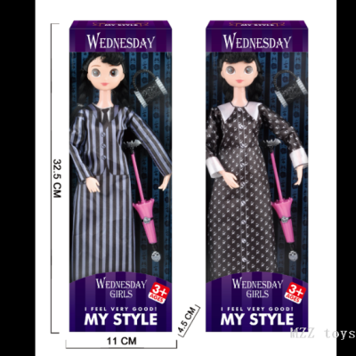 2023 Wholesale Hot Sale 11-Inch Barbie Doll Wednesday Adams Suit