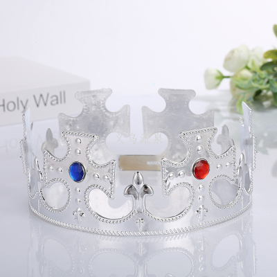 Direct Sales Performance Prop Party Birthday Crown Headdress Silver for Children Crown Princess Crown Hair Ornament