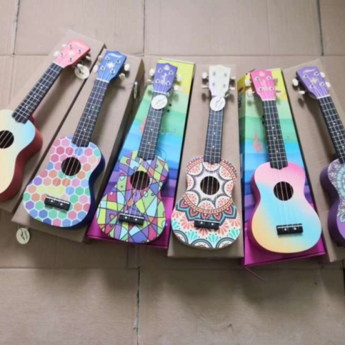 21-inch high-end performance ukulele， all-wood configuration， plus paage， multiple patterns printing， pying musical instruments