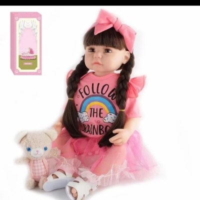 55cm Reborn Doll Cloth Body Long Hair Princess Simulation Toddler Doll Doll Children's Gift Toys
