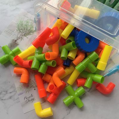 Assembled Puzzle Large Particle Water Pipe Building Blocks Storage Box 3-6 Years Old Children's Toys