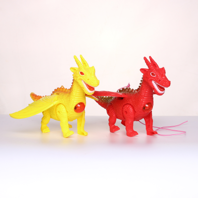 Stall Night Market Children's Rope Toys Walking Electric Dinosaur with Wings with Rope Luminous Toys Dinosaur Wholesale