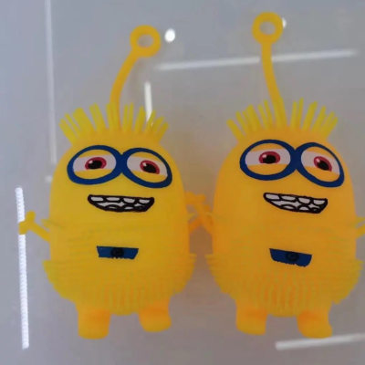 Cross-Border Hot Selling Minions Hairy Ball Novelty Toys with Lights Decompression Vent Decompression Toy Wholesale Stall