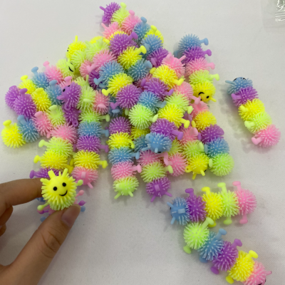 Novelty Toy Mini Caterpillar Compressable Musical Toy Stress Relief Decompression Children's Toy Stall Stall Gift