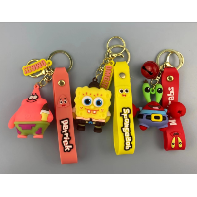 Creative SpongeBob Key Chain Car Key Ring Internet Celebrity Fashionable Words Cartoon Keychain Pendant Small Gift Wholesale