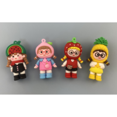 Creative 4 Fruit Girls' Doll Car Online Red Fashionable Words Cartoon Keychain Pendant Small Gift Wholesale