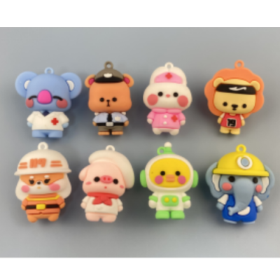Creative 8 Q Version Small Animal Doll Car Online Red Fashionable Words Cartoon Keychain Pendant Small Gift Wholesale