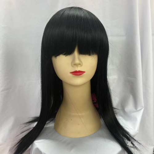 wig female long hair straight bangs b long straight full-head wig style lolita natural simution full human hair full-head wig