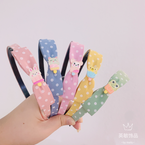 children‘s cartoon character cute bow thin edge plaid fabric head buckle princess hair accessories cute headdress headband